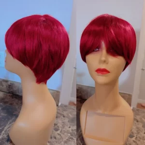 Cut Wig for Black Women Human Hair with Bangs Brazilian Colored Full Machine Wig
