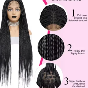 Braids With Baby Hair Women Synthetic Full Lace Front Braiding Hair Wigs 36 inches