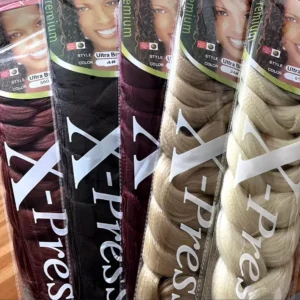 4 Items l Xpression Synthetic Big Braids Crochet Hair Braids Extensions Straight Hair Women's Jumbo Braiding